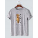 Mens 100% Cotton Bear Graphics Short Sleeve T-Shirt-arrival notice-arrival notice