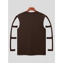 Men Solid Cut Out Long Sleeve Crew Neck T-Shirt