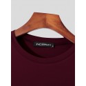 Men Solid Cut Out Long Sleeve Crew Neck T-Shirt