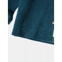 Mens Splicing Corduroy Color Block Button Casual Shirt