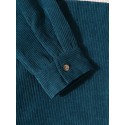 Mens Splicing Corduroy Color Block Button Casual Shirt
