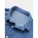 Mskufo Designed Mens Casual Corduroy Light Breathable Pocket Short Sleeve Shirts