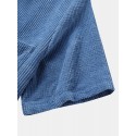 Mskufo Designed Mens Casual Corduroy Light Breathable Pocket Short Sleeve Shirts