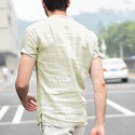Men's Short Sleeve Collarless Neck T Shirts Beach Casual Cool Tops Blouse