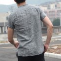 Men's Short Sleeve Collarless Neck T Shirts Beach Casual Cool Tops Blouse