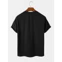 Mens Tribal Geometric Print Patchwork Pocket Short Sleeve T-Shirts