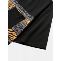 Mens Tribal Geometric Print Patchwork Pocket Short Sleeve T-Shirts