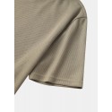Mens Solid Color Applique Crew Neck Knitted Short Sleeve T-Shirts