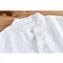 Mens Vintage Chinese Style Cotton Solid Color Stand Collar Casual Summer T Shirts