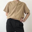 Men Solid Buttons Short Sleeve Breathable Casual Shirts