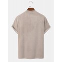 Mens Vintage Geometric Pattern Patchwork Mock Neck Short Sleeve T-Shirts