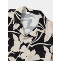 Mens Flowery Graphic Ornament Front Buttons Skin Friendly Shirts