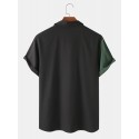 Men Designer Solid Color Patchwork Short Sleeve Casual Shirts