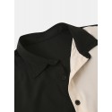 Men Designer Solid Color Patchwork Short Sleeve Casual Shirts