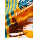 Mskufo Design Men Tropical Leaf Colorful Stripe Mixed Print Short Sleeve Casual Holiday Shirts