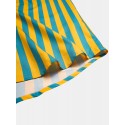 Mskufo Design Men Tropical Leaf Colorful Stripe Mixed Print Short Sleeve Casual Holiday Shirts