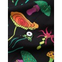 Mens Cartoon Colorful Mushroom Print Lapel Short Sleeve Shirt