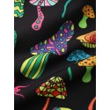 Mens Cartoon Colorful Mushroom Print Lapel Short Sleeve Shirt