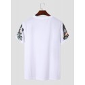Mens Floral Print Crew Neck Holiday Short Sleeve T-Shirts