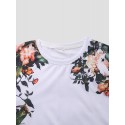 Mens Floral Print Crew Neck Holiday Short Sleeve T-Shirts