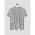 Mens Crochet Hollow Out Revere Collar Front Buttons Shirts