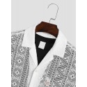 Mens Crochet Hollow Out Revere Collar Front Buttons Shirts