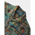 Mens Tribal Animals Print Ethnic Style Short Sleeve Shirts