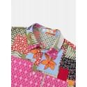 Mens Multicolor Plants Overlay Short Sleeve Buttons Up Shirts