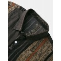 Mens Vintage Stripe Pattern Chest Pocket Short Sleeve Shirts