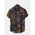 Mens Geometric Vintage Print Short Sleeve Shirts