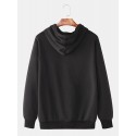 Mens Cute Cartoon Cat Print Drop Shoulder Long Sleeve Hoodies
