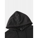 Mens Cute Cartoon Cat Print Drop Shoulder Long Sleeve Hoodies