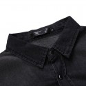 Mens Vintage Denim Patchwork Long Sleeve Casual Shirts