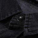 Mens Vintage Denim Patchwork Long Sleeve Casual Shirts