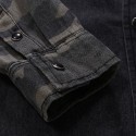 Mens Vintage Denim Patchwork Long Sleeve Casual Shirts