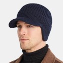 Men Baseball Cap Acrylic Knitted Thickened Jacquard Striped Ear Protection Warmth Hat
