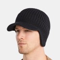 Men Baseball Cap Acrylic Knitted Thickened Jacquard Striped Ear Protection Warmth Hat