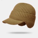 Men Baseball Cap Acrylic Knitted Thickened Jacquard Striped Ear Protection Warmth Hat