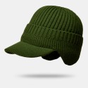 Men Baseball Cap Acrylic Knitted Thickened Jacquard Striped Ear Protection Warmth Hat