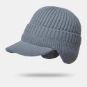 Men Baseball Cap Acrylic Knitted Thickened Jacquard Striped Ear Protection Warmth Hat