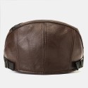 Collrown Men's Artificia Leather Beret Caps Casual Newsboy Cap Adjustable Warm Hats