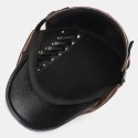 Collrown Men's Artificia Leather Beret Caps Casual Newsboy Cap Adjustable Warm Hats