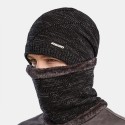 2 PCS Men Autumn Winter Warm Knitted Baotou Cap Scarf Plaid Pattern Outdoor Biking Ear Protection Windproof Beanie Skull Hat