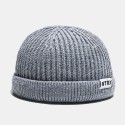 Unisex Casual Patch Woolen Knitted Caps Skull Cap Dome Crimped Warm Elastic Cap 
