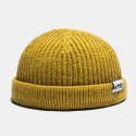 Unisex Casual Patch Woolen Knitted Caps Skull Cap Dome Crimped Warm Elastic Cap 