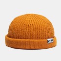 Unisex Casual Patch Woolen Knitted Caps Skull Cap Dome Crimped Warm Elastic Cap 