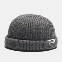 Unisex Casual Patch Woolen Knitted Caps Skull Cap Dome Crimped Warm Elastic Cap 
