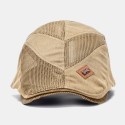 Collrown Men Cotton Metal Badge Mesh Breathable Casual Outdoor Sunshade Forward Hat Flat Hat Beret Cap