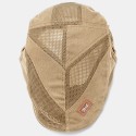 Collrown Men Cotton Metal Badge Mesh Breathable Casual Outdoor Sunshade Forward Hat Flat Hat Beret Cap