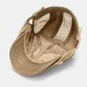 Collrown Men Cotton Metal Badge Mesh Breathable Casual Outdoor Sunshade Forward Hat Flat Hat Beret Cap